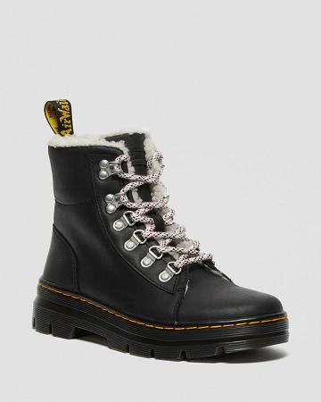 Women's Dr Martens Combs Faux Shearling Lined Ankle Boots Black | AU 47KOR